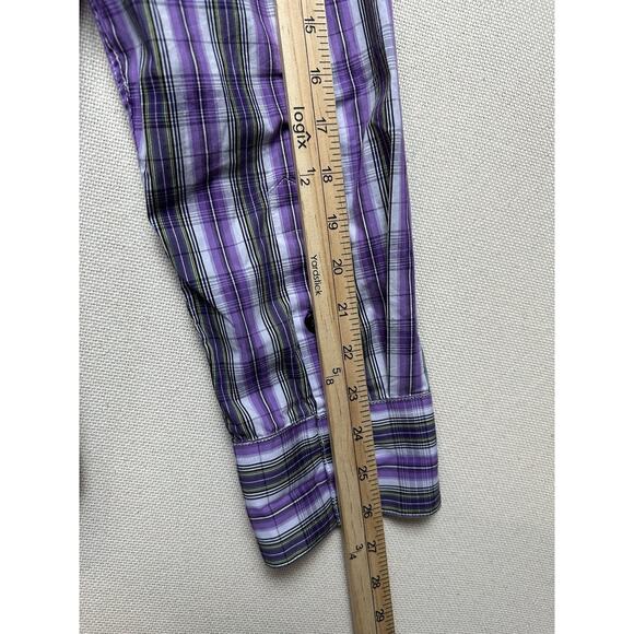 Authentic 7 Diamonds Men’s Long Sleeve Button Up Shirt Size XL Purple Plaid - Picture 10 of 11